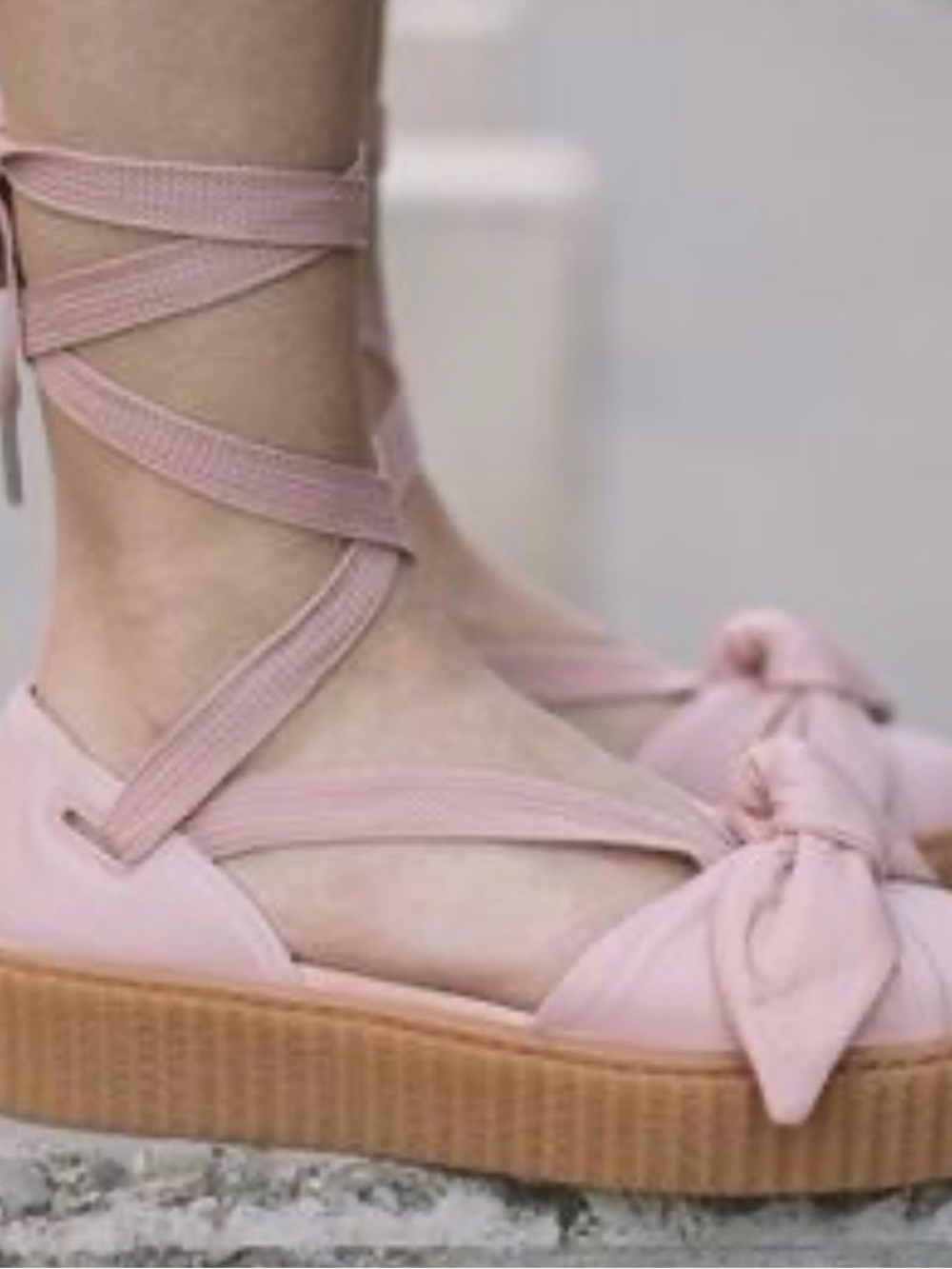 Women’s Fenty Puma x Rihanna Creeper Pink Ballet Lace-Up Platform Sandals
